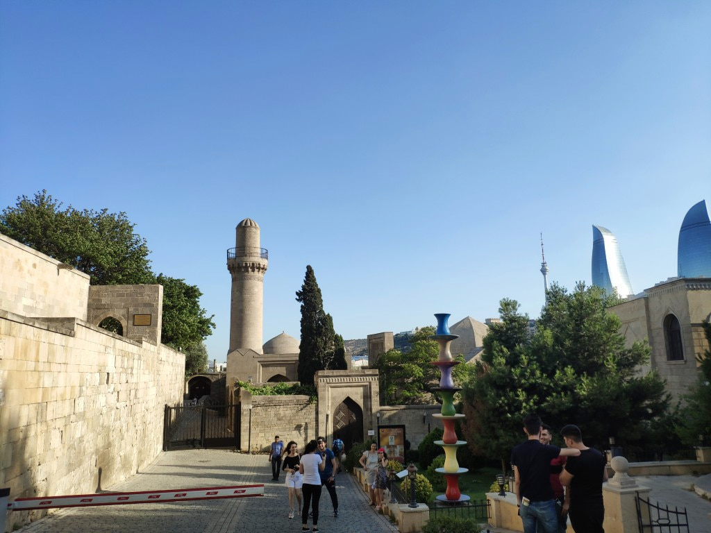 Baku old city and the Flame Towers